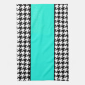 Hahnentrittmuster, aquamarin, schwarz und weiß kar geschirrtuch (Vertikal)