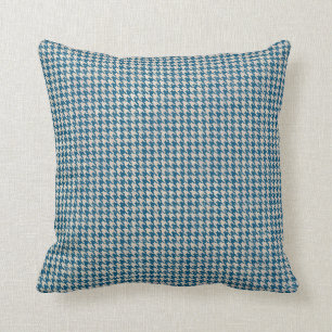 Hahnentrittmuster-aquamarines blaues Muster Kissen