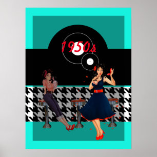 Hahnentrittmuster auf Vintager Schaumplatte aus de Poster