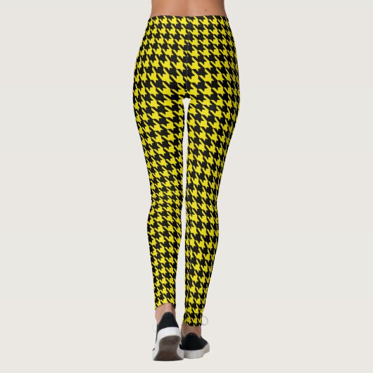 Hahnentrittmuster aus schwarzen und gelben Hummeln Leggings (Rückseite)