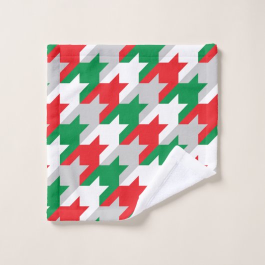 Hahnentrittmuster Badhandtuch Set (Waschlappen)