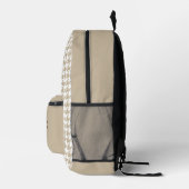 Hahnentrittmuster Beige weiße INITIALE Preppy Chic Bedruckter Rucksack (Rechts)