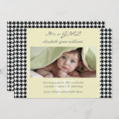 Hahnentrittmuster Birth Ankündigungen (Vorne/Hinten)