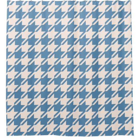 Hahnentrittmuster Blue + Cream Big Pattern Duschvorhang (Vorderseite)