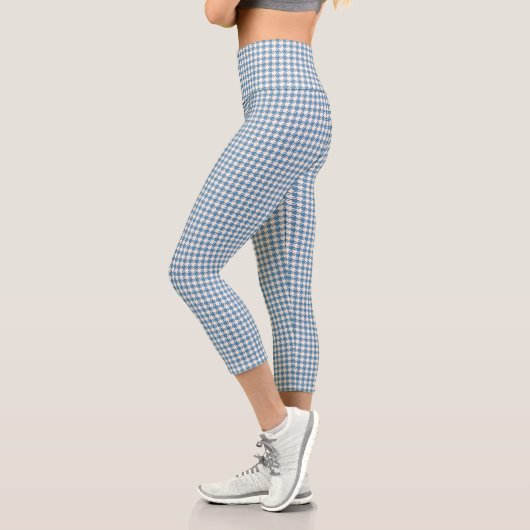 Hahnentrittmuster Blue+Cream Sml-Muster Capri Leggings (Links)