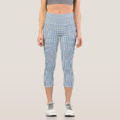 Hahnentrittmuster Blue+Cream Sml-Muster Capri Leggings (Vorderseite)