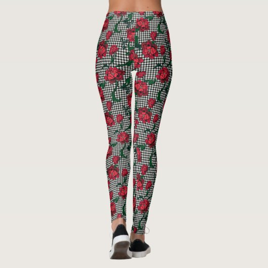 Hahnentrittmuster-Blume Leggings (Rückseite)