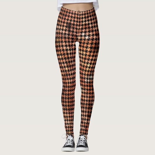 Hahnentrittmuster braun und schwarz leggings (Vorderseite)