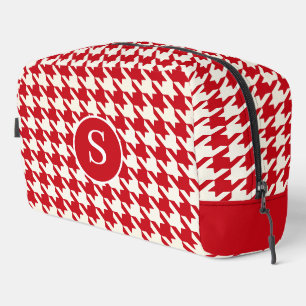 Hahnentrittmuster Cherry Red & White Toilettenbeut Waschbeutel