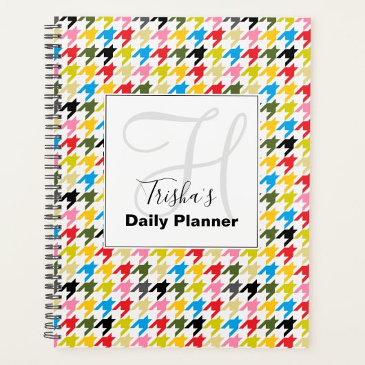 Hahnentrittmuster Daily Plananner mit Ihrem Namen  Planer (Vorderseite)
