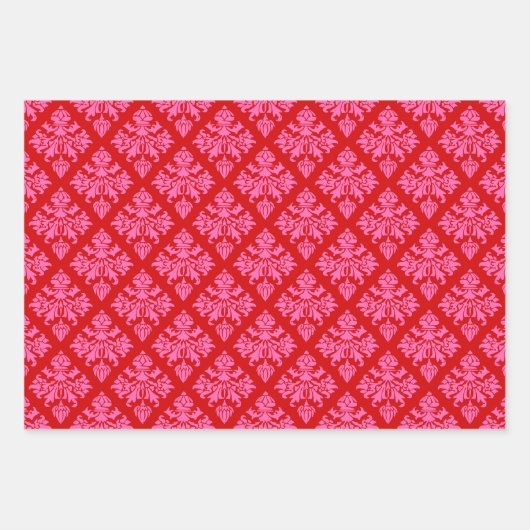 Hahnentrittmuster, Damaske, Dot-DIY-Farben Rosa Geschenkpapier Set (Vorderseite 2)