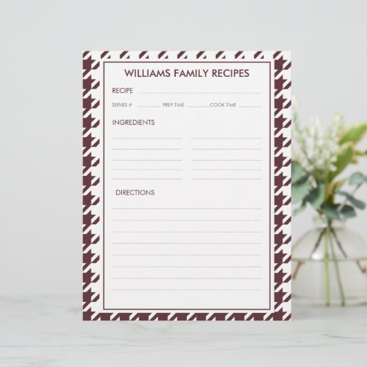 Hahnentrittmuster Familienname Beilage (Stehend Vorderseite)