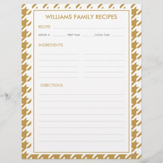 Hahnentrittmuster Familienname Beilage (Rückseite)