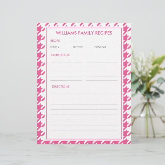 Hahnentrittmuster Familienname Beilage (Stehend Vorderseite)