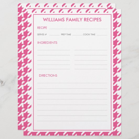 Hahnentrittmuster Familienname Beilage (Vorne/Hinten)