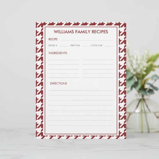 Hahnentrittmuster Familienname Beilage (Stehend Vorderseite)