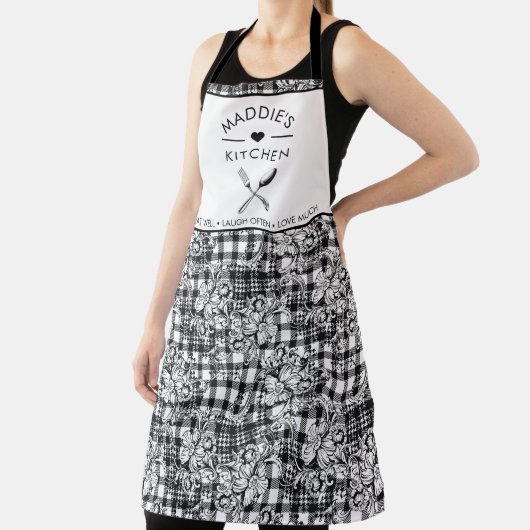 Hahnentrittmuster für klassische Schwarz-Weiß-Orna Schürze (InSitu)