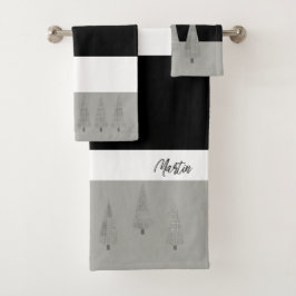 Hahnentrittmuster Gemusterter Weihnachtsbaum Mit M Badhandtuch Set