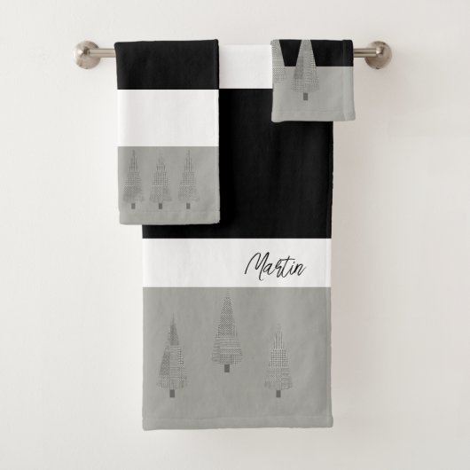 Hahnentrittmuster Gemusterter Weihnachtsbaum Mit M Badhandtuch Set (Insitu)
