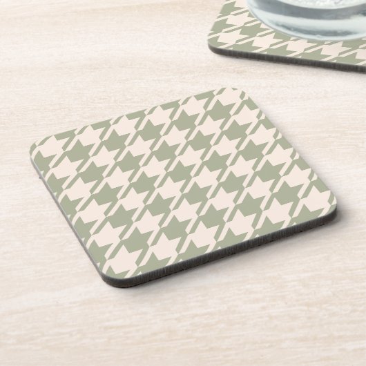 Hahnentrittmuster Green+Cream Lg Muster Getränkeuntersetzer (Linke Seite)