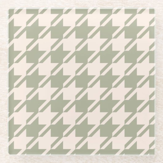 Hahnentrittmuster Green+Cream Lg Muster Glasuntersetzer (Vorderseite)