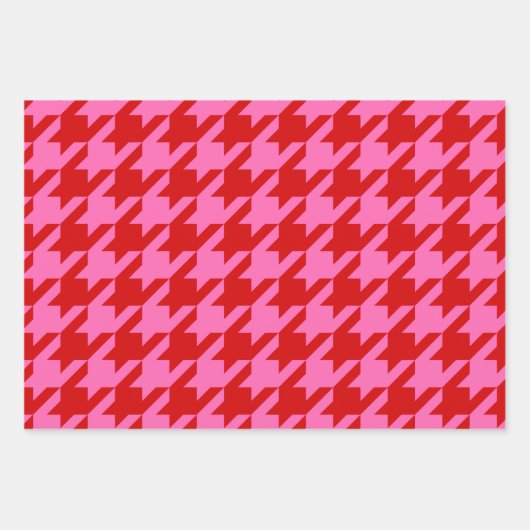 Hahnentrittmuster, Herringbone, Dot-DIY-Farben, ro Geschenkpapier Set (Vorderseite)