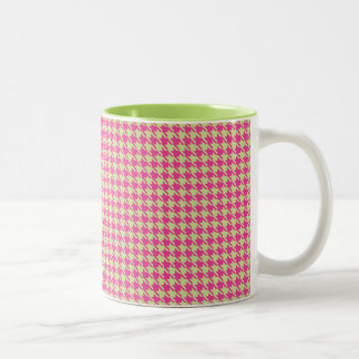 Hahnentrittmuster Hot Pink und Lemon Limon Zweifarbige Tasse