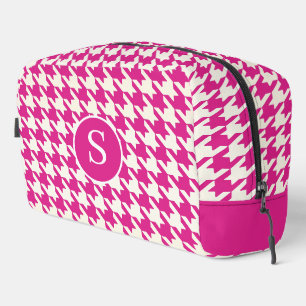 Hahnentrittmuster Hot Pink & White Toilettenbeutel Waschbeutel