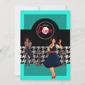 Hahnentrittmuster in den 1950ern Vintag Einladung (Vorderseite)