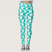 Hahnentrittmuster in Weiß und Aquarell Leggings (Vorderseite)