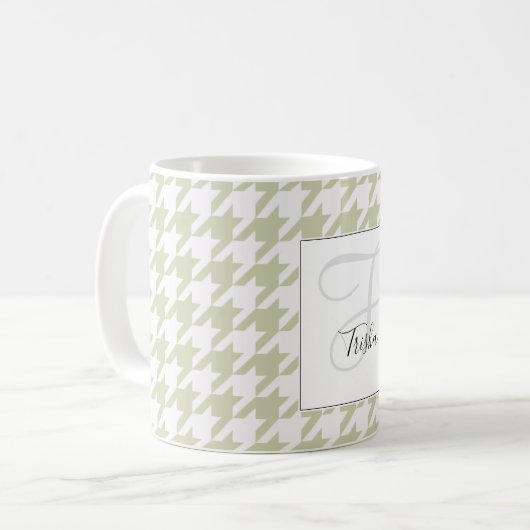 Hahnentrittmuster Kaffee Tasse mit Ihrem Namen - H (Vorderseite Links)