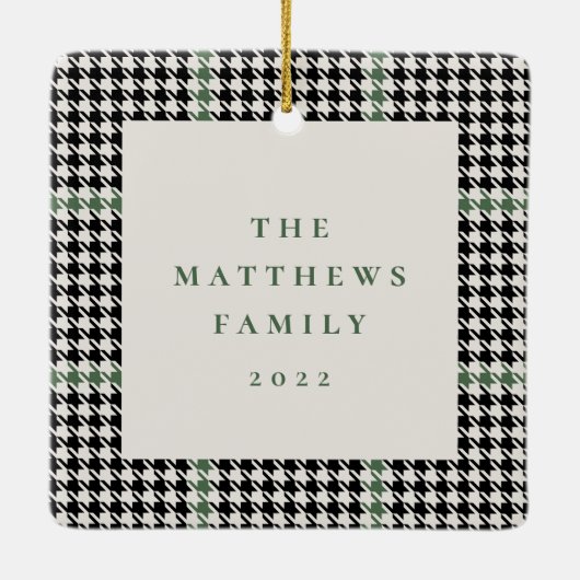 Hahnentrittmuster klassisch grün ein Foto personal Keramikornament (Rückseite)