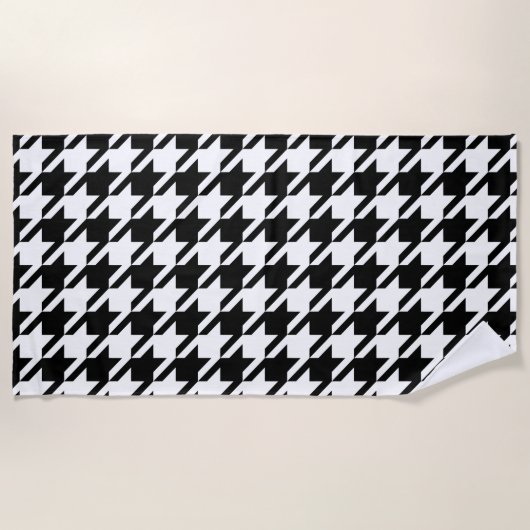 Hahnentrittmuster Large Classic Pattern Beach Hand Strandtuch (Vorderseite)