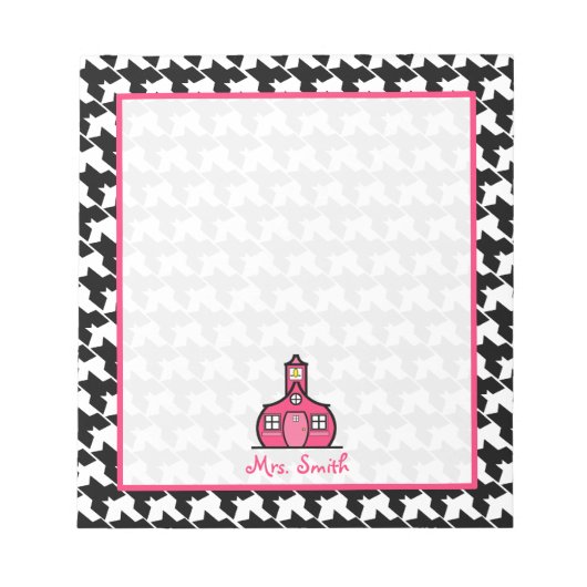 Hahnentrittmuster Lehrer Notepad Notizblock (Vorderseite)