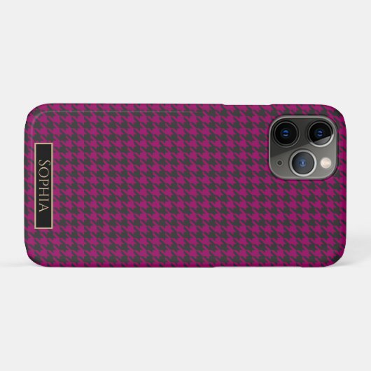 Hahnentrittmuster-Magenta- Case-Mate iPhone Hülle (Rückseite (Horizontal))