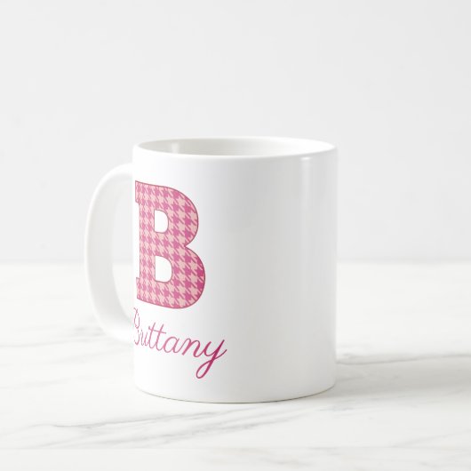 Hahnentrittmuster Monogram Letter B Klassische Tas Kaffeetasse (Vorderseite Links)