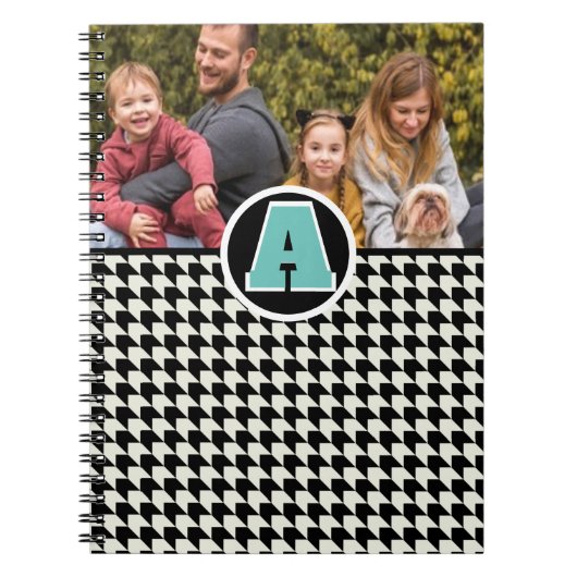Hahnentrittmuster Monogramm Foto Notebook Notizblock (Vorderseite)