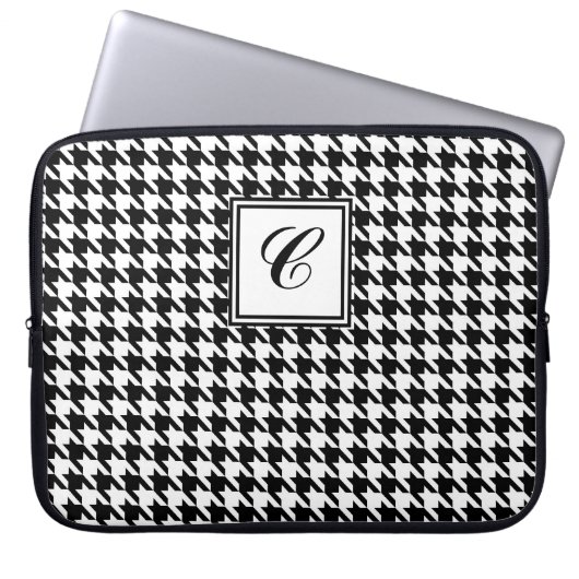 Hahnentrittmuster-Monogramm-Laptop-Hülse Laptopschutzhülle (Vorderseite)