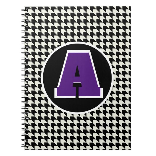 Hahnentrittmuster-Monogramm-Notebook Notizblock (Vorderseite)