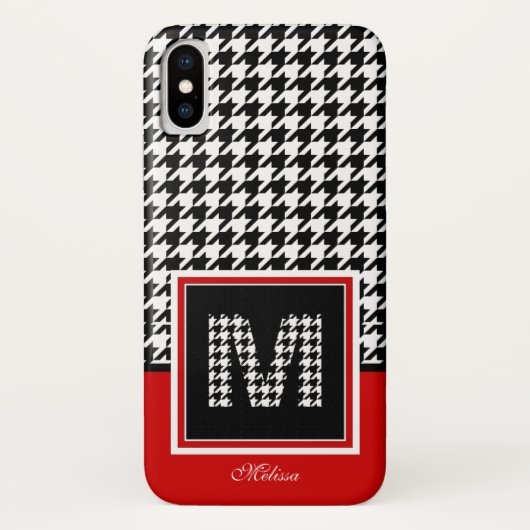 Hahnentrittmuster Monogramm | Schwarz-weiß Case-Mate iPhone Hülle (Rückseite)