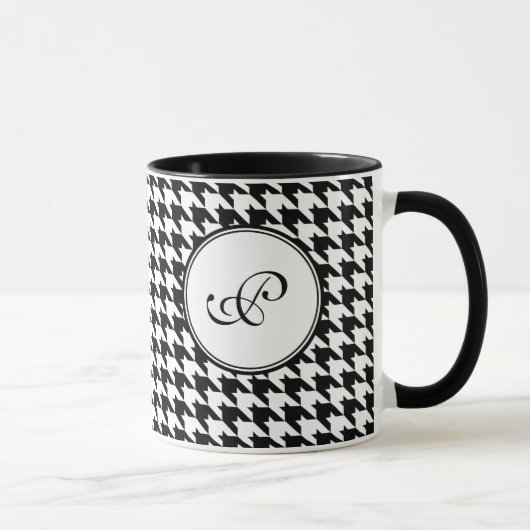 Hahnentrittmuster-Monogramm-Tasse Tasse (Rechts)