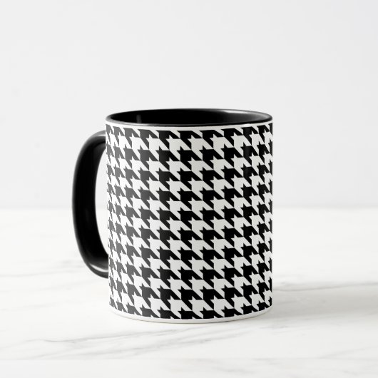 Hahnentrittmuster-Monogramm-Tasse Tasse (Vorderseite Links)
