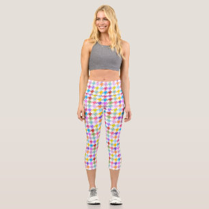 Hahnentrittmuster Multicolor+Weißmuster Capri Leggings