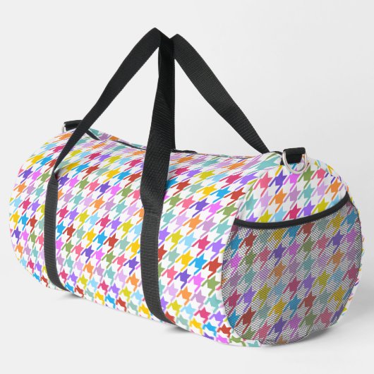 Hahnentrittmuster Multicolor+Weißmuster Duffle Bag (Rechte Ecke)