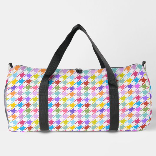 Hahnentrittmuster Multicolor+Weißmuster Duffle Bag (Rückseite)