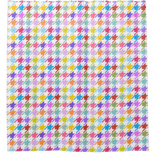 Hahnentrittmuster Multicolor+Weißmuster Duschvorhang (Vorderseite)