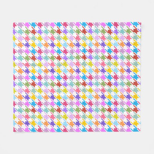 Hahnentrittmuster Multicolor+Weißmuster Fleecedecke (Vorderseite (Horizontal))