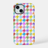 Hahnentrittmuster Multicolor+Weißmuster iPhone 15 Hülle (Rückseite)