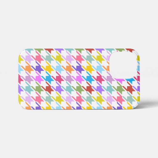 Hahnentrittmuster Multicolor+Weißmuster iPhone Hülle (Rückseite (Horizontal))