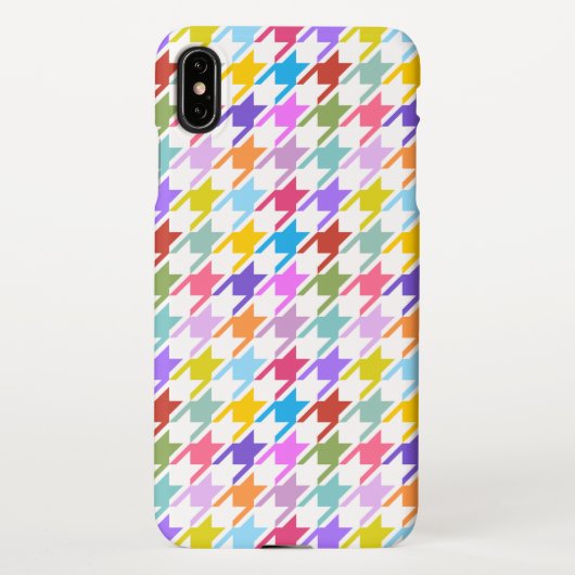 Hahnentrittmuster Multicolor+Weißmuster iPhone Hülle (Rückseite)